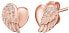 Pink Gilded Silver Earrings Heart with Angel Wing and Zircons ERE-LILHW-STR