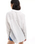 Pull&Bear oversized long sleeve linen look shirt in white