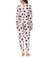 ფოტო #2 პროდუქტის Women's Printed Microfleece V-neck Long Sleeve Top with Jogger 2 Pc Pajama Set