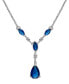 Lab Grown Blue Spinel (7/8 ct. t.w.) & Lab Grown White Sapphire (1/6 ct. t.w.) Fancy 18" Lariat Necklace in Sterling Silver