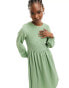 Daisy Street long sleeve midi smock dress in textured green