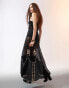 Фото #4 товара ASOS DESIGN strappy ruffle lace maxi dress with belt in black