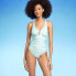 Women's U-Wire One Piece Swimsuit - Shade & Shore Light Blue Geo Print S