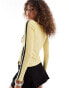 Basic Pleasure Mode miriam split hem long sleeve printed top in yellow