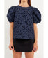 Фото #1 товара Women's Texture Fabric Top w/ Puff Short Sleeve