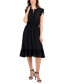 ფოტო #1 პროდუქტის Women's Ruffled-Trim Smocked-Waist Midi Dress