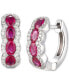 ფოტო #1 პროდუქტის Passion Ruby (1-1/2 ct. t.w.) & Vanilla Diamond (1/3 ct. t.w.) Scalloped Small Hoop Earrings in 14k White Gold, 0.53"