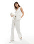 Фото #1 товара Pretty Lavish linen blend smart trouser co-ord in cream pinstripe