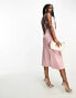 Фото #1 товара NaaNaa satin cami a-line midi dress with tie back detail in pink