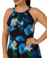 Фото #3 товара Plus Size Floral-Print Halter Jumpsuit