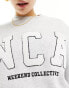 ASOS Weekend Collective sweat with varsity logo in grey marl Серый, 44 - фото #2