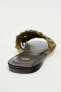 Woven leather flat slider sandals