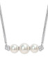 ფოტო #1 პროდუქტის Cultured Freshwater Pearl (6 & 7-1/2mm) & White Topaz (1/5 ct. t.w.) Bar 18" Pendant Necklace in Sterling Silver