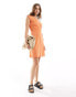 JDY pointelle sleeveless wrap dress in dusty orange