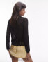 Topshop knitted long sleeve stitchy pattern shirt in black Черный, L - EU 44 - фото #2