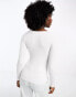 Фото #6 товара Cotton:On ribbed scoop neck long sleeve top in white