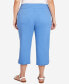Фото #2 товара Plus Size Pull-On Stretch Denim Lace Hem Capri Pants