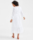 Фото #2 товара Women's Cotton Eyelet Tiered Midi Dress, Created for Macy's