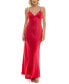 ფოტო #1 პროდუქტის Juniors' V-Neck Lace-Up-Back Sleeveless Gown