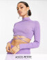 Фото #2 товара ASOS DESIGN Petite co-ord crop knitted top with tie detail in purple