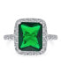 ფოტო #1 პროდუქტის Fashion Rectangle Solitaire Cubic Zirconia CZ Pave Simulated Emerald Green Art Deco Style Cocktail Statement Ring For Women