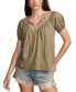 ფოტო #1 პროდუქტის Women's Embroidered Tie-Neck Peasant Top