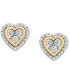 ფოტო #2 პროდუქტის Diamond Heart Stud Earrings (1/10 ct. t.w.) in Sterling Silver & 14k Gold