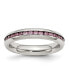 Stainless Steel Polished 4mm June Pink CZ Ring Серебристый, 6 - фото #1