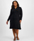 Plus Size Polo Collar Zip-Up Jersey Dress