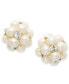 ფოტო #1 პროდუქტის Imitation Pearl and Crystal Cluster Earrings, Created for Macy's
