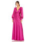 Women's Ieena Charmeuse Bishop Sleeve V Neck Gown