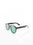 Spitfire cut ninety five round sunglasses in black with green lens