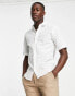 Фото #2 товара ONLY & SONS short sleeve slim fit shirt in linen mix in white