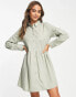 Фото #1 товара ASOS DESIGN cotton mini smock shirt dress in khaki