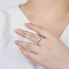 Charming double silver ring with zircons R00022