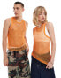 COLLUSION Unisex fishnet beach vest in orange