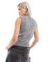 COLLUSION v neck knitted tank in grey