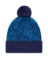 Men's Blue Chelsea Retro Allover Print Cuffed Knit Hat with Pom