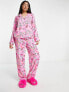 Фото #3 товара ASOS DESIGN modal floral shirt & trouser pyjama set in pink