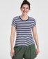 ფოტო #1 პროდუქტის Women's Striped Cap-Sleeve T-Shirt, Created for Macy's