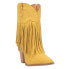 Dingo Crazy Train Fringe Embroidery Snip Toe Cowboy Booties Womens Yellow Casual