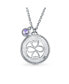 ფოტო #4 პროდუქტის Ayllu Amulet Talisman Intertwine Symbol Heart Infinity Clover For Love Luck Unity Inspirational Words Round Disc BFF Pendant Necklace For Women Sterling Silver Purple Crystal June Birth Month