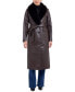 Фото #1 товара Women's Faux-Fur-Trim Faux-Leather Trench Coat