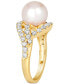 Фото #4 товара Vanilla Pearl (9mm) & Nude Diamond (3/4 ct. t.w.) Statement Ring in 14k Gold