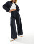 ASOS DESIGN co-ord wide leg trousers in navy pinstripe