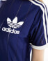 Фото #3 товара adidas Originals three stripe t-shirt in navy and white