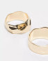 Фото #4 товара ASOS DESIGN pack of 2 rings with wide molten design in gold tone