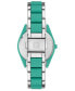 ფოტო #3 პროდუქტის Women's Silver-Tone and Pastel Green Solar Ocean Work Plastic Bracelet Watch, 38.5mm