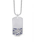 ფოტო #1 პროდუქტის Sterling Silver Deep Blue Sea Design Blue Sapphire, White Topaz Gemstone Tag Chain