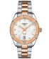 ფოტო #1 პროდუქტის Women's Swiss PR 100 Sport Chic T-Classic Diamond-Accent Two-Tone Stainless Steel Bracelet Watch 36mm